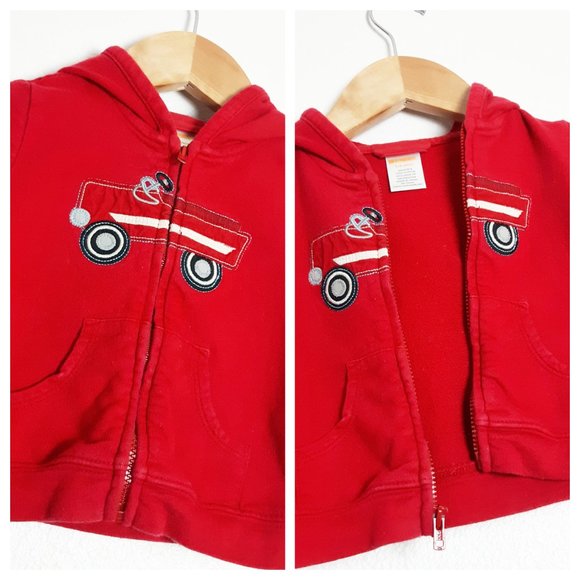 Infant Outfit Bundle Red Truck Full Zip Hoodie w Denim Look Sweatpants - Picture 5 of 12